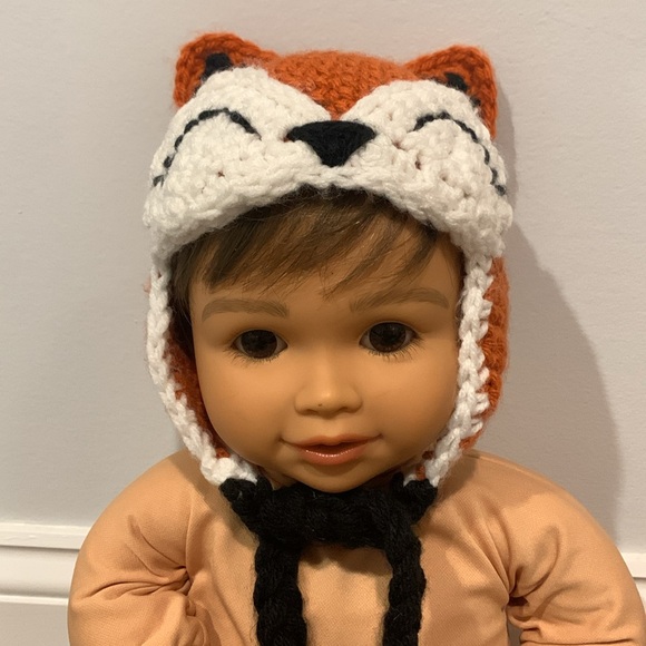 Baby Fox Crocheted Hat Handmade Infant Cap Costume Ears Crochet Craft Newborn - Picture 11 of 11